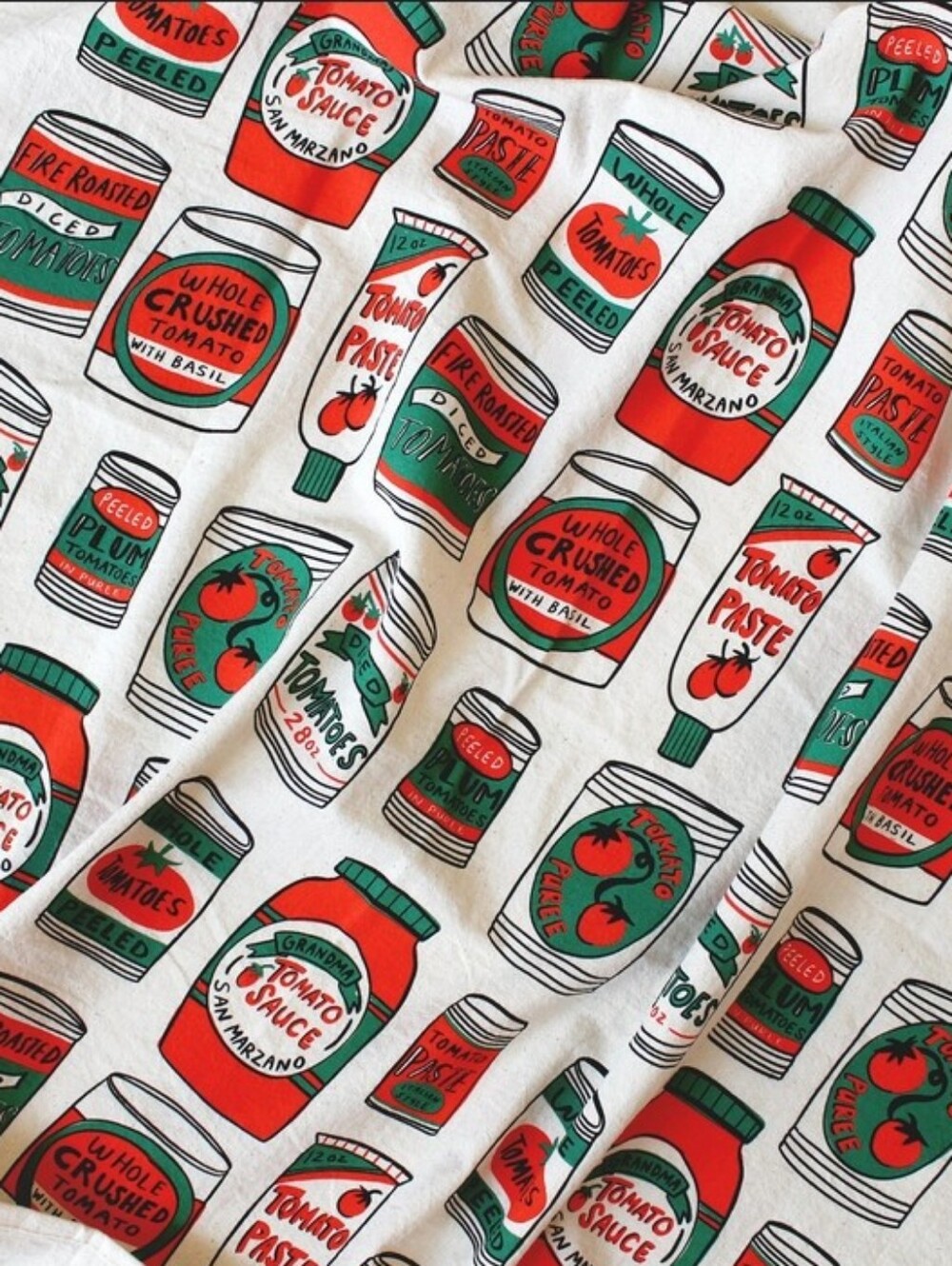 Two Calhoun & Co Canned Tomatoes Screen Printed Tea Towels New